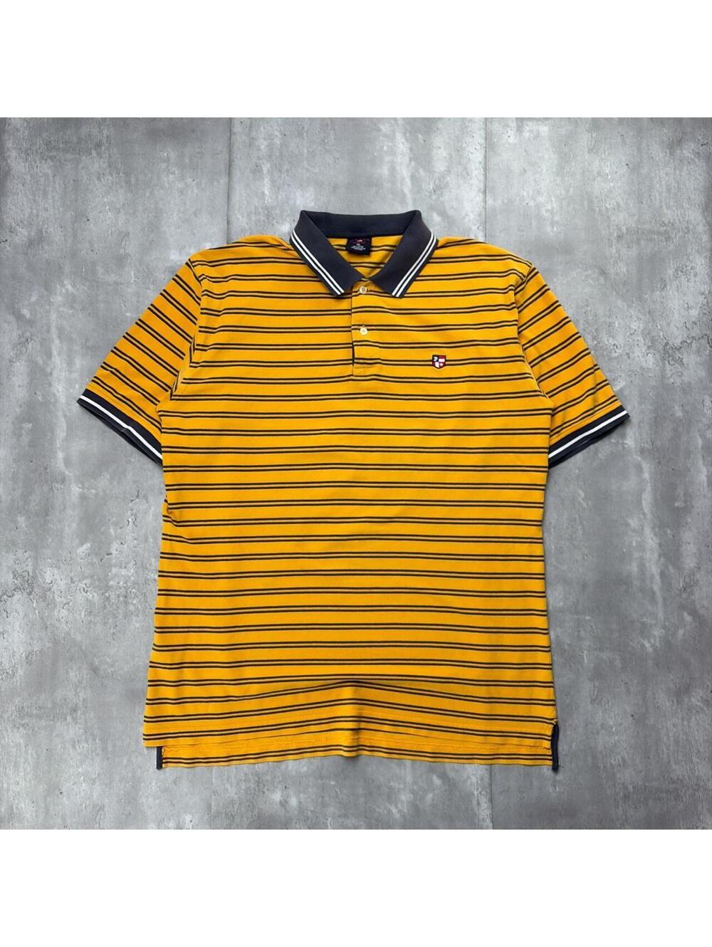 Y2K Yellow U.S. Polo Assn Grunge Striped Skater Polo Shirt